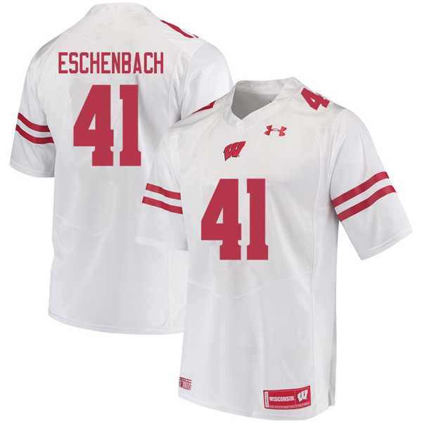 Men #41 Jack Eschenbach Wisconsin Badgers College Football Jerseys Sale-White